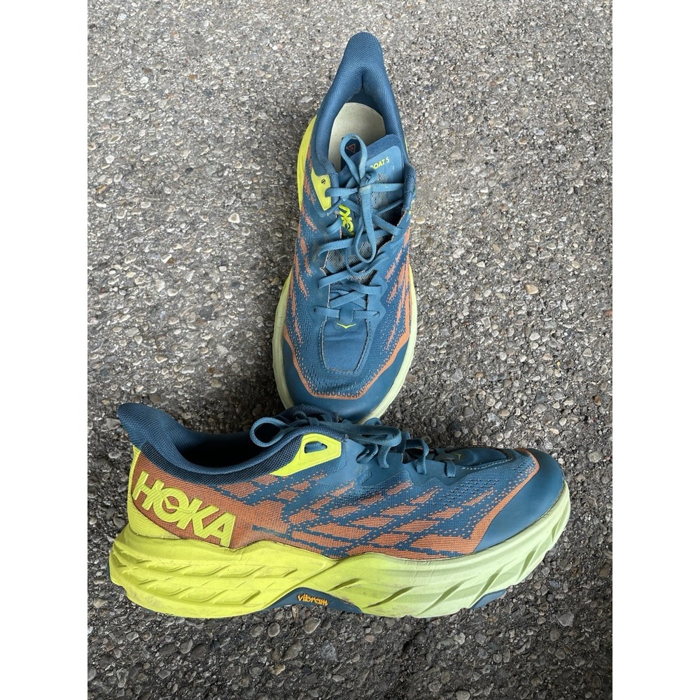 Hoka Speedgoat 5 Cushioned Trail Running Shoes Sneakers Blue Neon Size 12  Men's